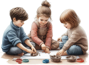 kinder mit ton